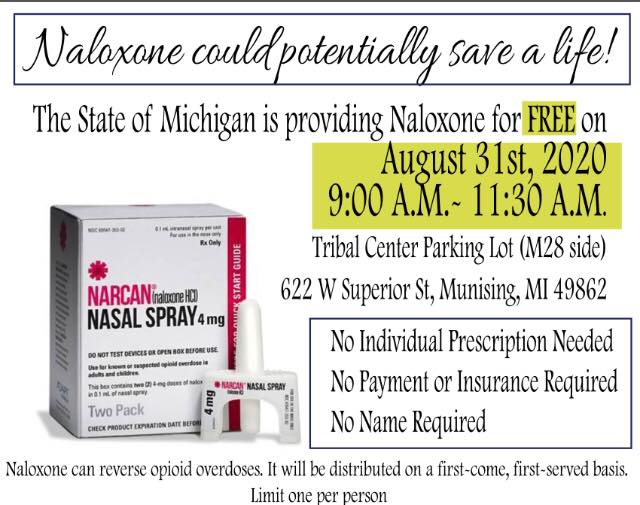 Poster for 8/31/2020 NARCAN distribution